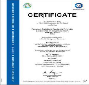 IATF 16949 :2016 CERTIFICATE